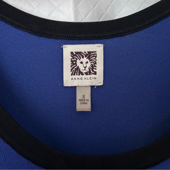 Anne Klein Blue and Black Long Sleeve Dress - Picture 3 of 7